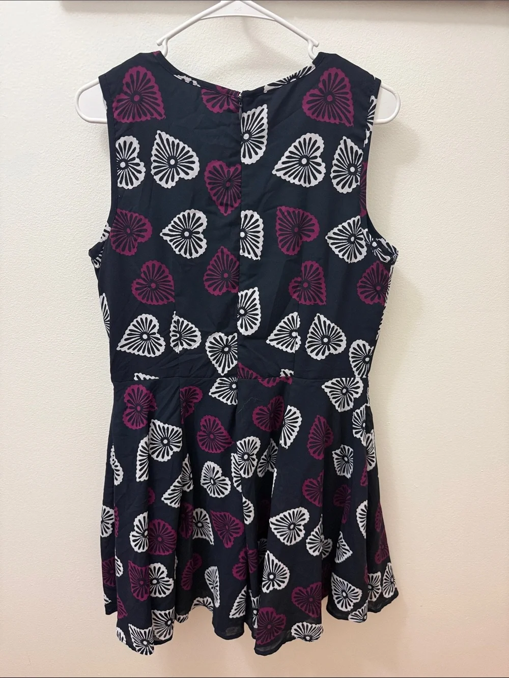Maison Jules Navy Sleeveless Dress with Purple & White Heart Motifs